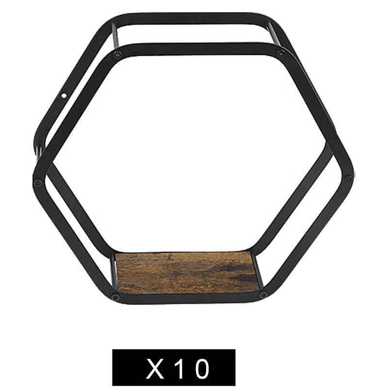 Hokku Designs Adaobi Hexagon Floating Shelves Black Metal Hexagon